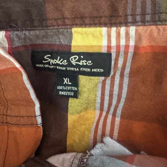 Smoke Rise Men's Plaid Button Down Shirt Orange, Yellow,brown Size XL - Picture 4 of 8